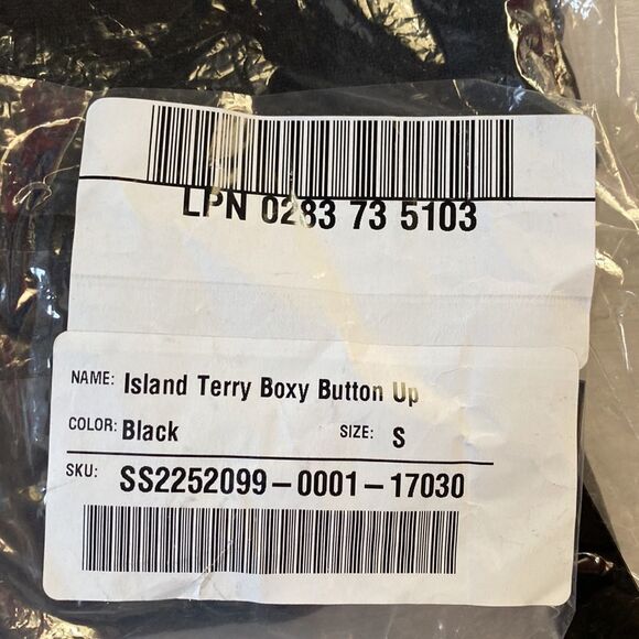 Fabletics Island Terry Boxy Button‎ Up Black S NWT in packaging - Picture 5 of 6
